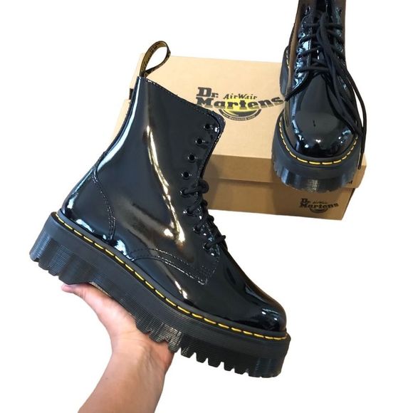 Dr. Martens Shoes - DR MARTENS JADON black glossy PLATFORM boots booties shoes women’s 9 new